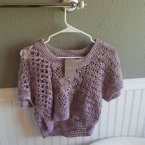 Anthropologie Cropped Lilac Sweater